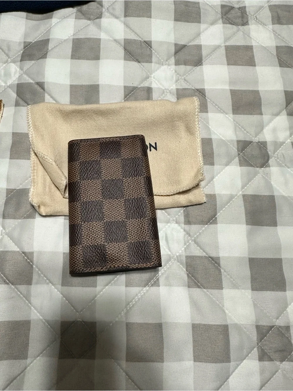 Louis Vuitton Brown Damier Ebene Folded Key Card Case with Gold Snap